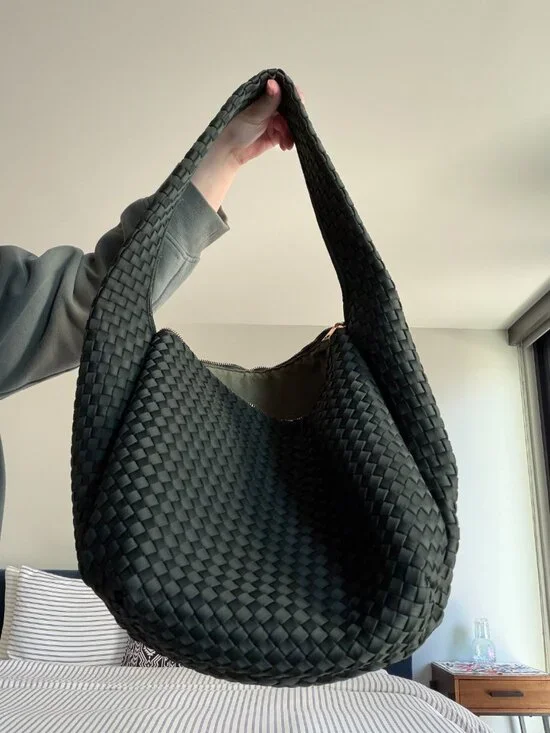 Anthropologie Woven Shoulder Handbag - Dark Green - Picture 5 of 5